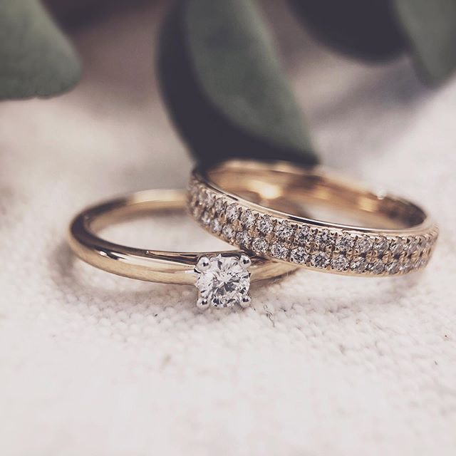 Gelbgold Damenring mit Brillant in Pavé-Fassung – 14 Karat, 0.33 Karat Diamant – Kostenloser Versand