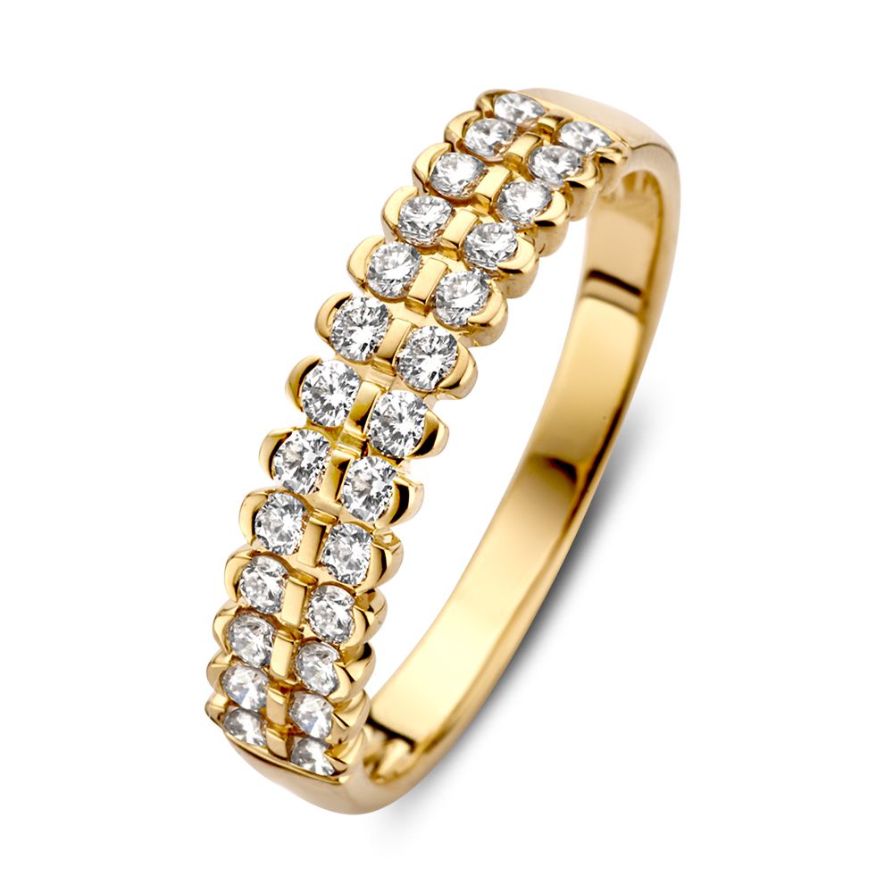 Ring aus 14-karätigem Gelbgold mit 0,49 ct Diamanten in besonderer Zetting