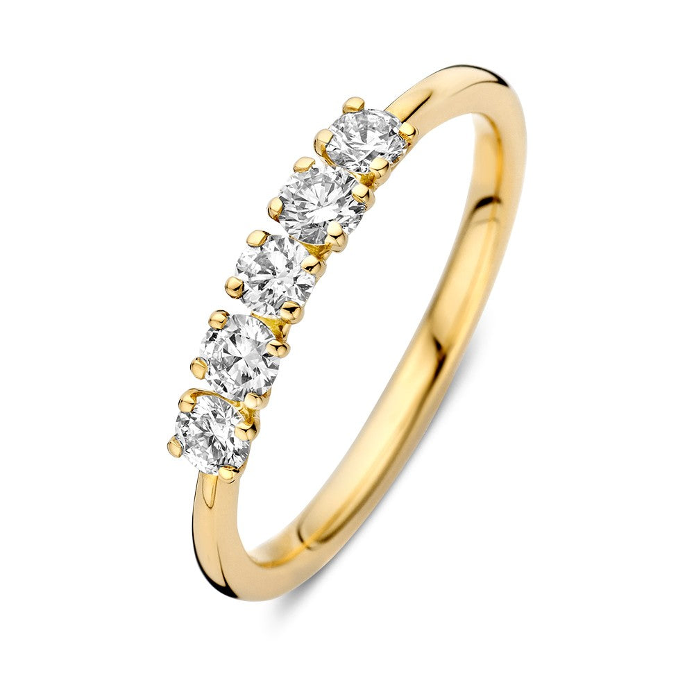 Ring aus Gelbgold mit fünf Brillanten, insgesamt 0,50 Karat