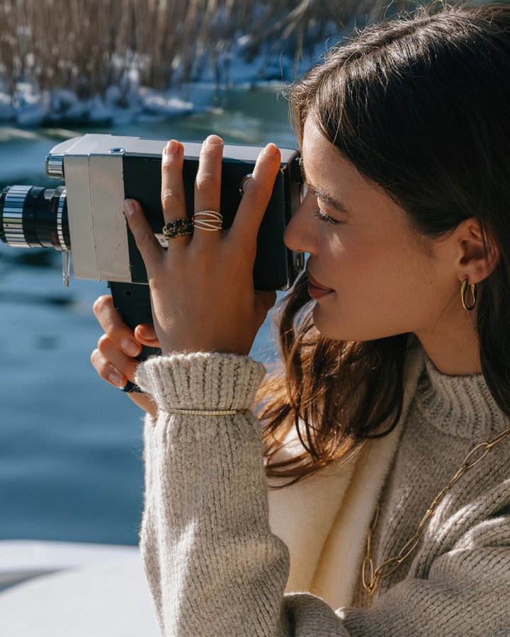 Elegant 14k Yellow Gold Crossover Ring with 0.53ct Diamonds, Statement Piece for Women
