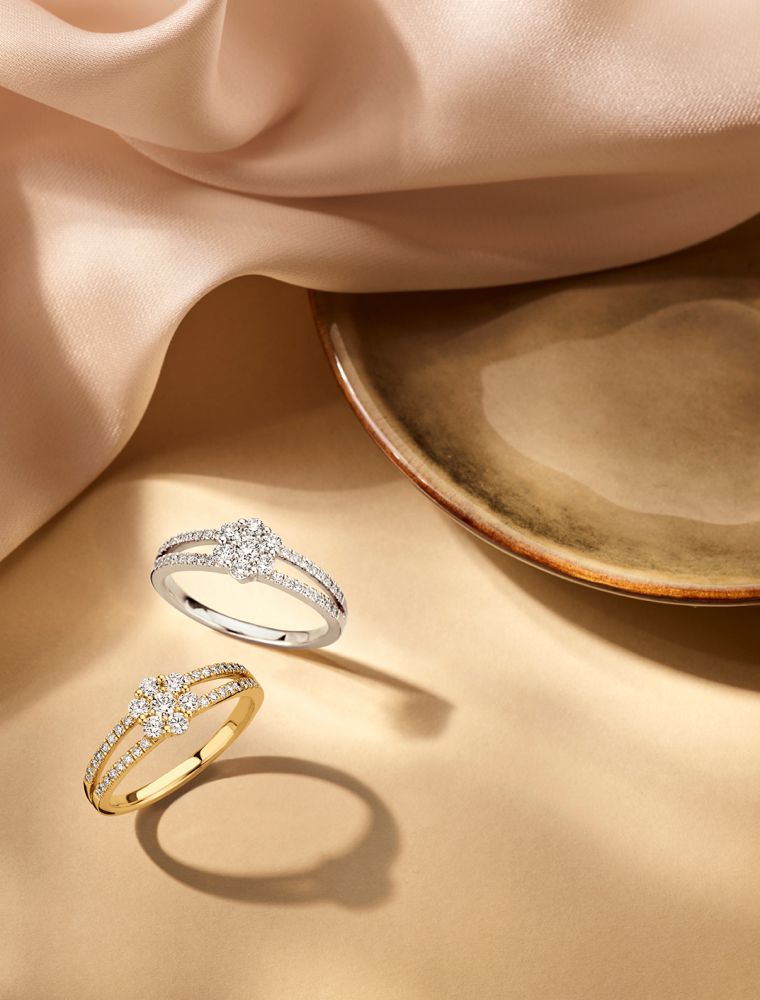 Außergewöhnlicher Entourage-Ring aus Gelbgold mit Brillanten – 14 Karat 0,55 ct.