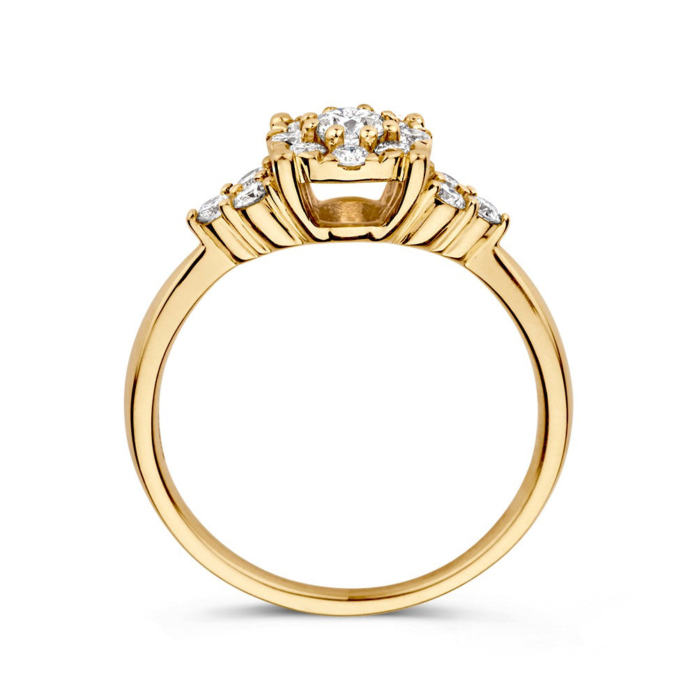 Prächtiger Entourage-Ring aus Gelbgold mit Brillanten – 14 Karat 0,56 Karat.