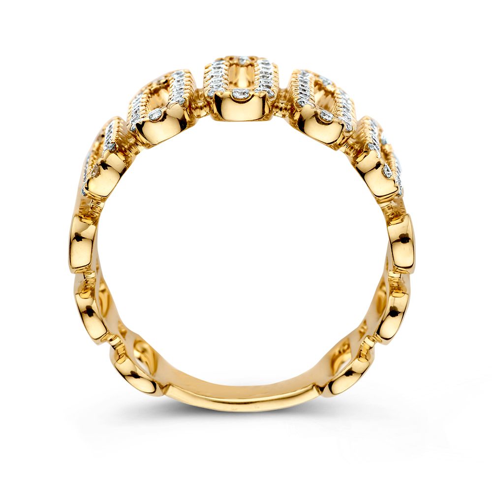 Einzigartiger Gelbgoldring mit ovalen Gliedern und funkelnden Diamanten – 14 Karat 0,62 kt.