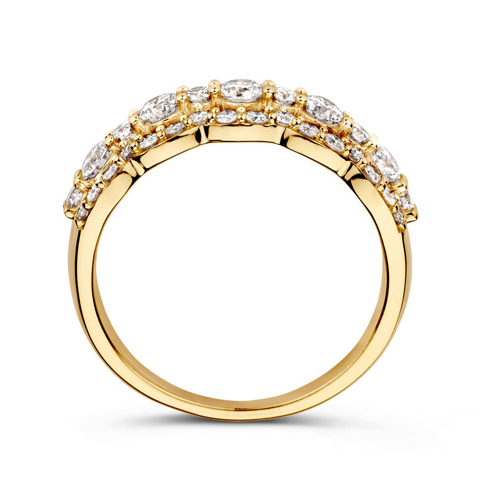 Romantischer 14kt Gelbgold Diamantring mit wellenförmigem Design 1,00 ct.