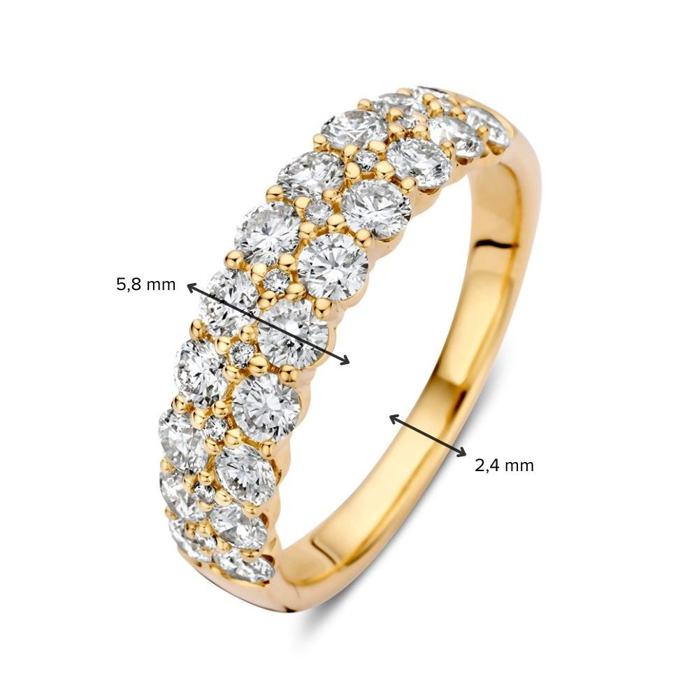 Luxuriöser Goldring mit Diamanten in Pavé-Fassung – 1,45 Karat, 14 Karat Gelbgold