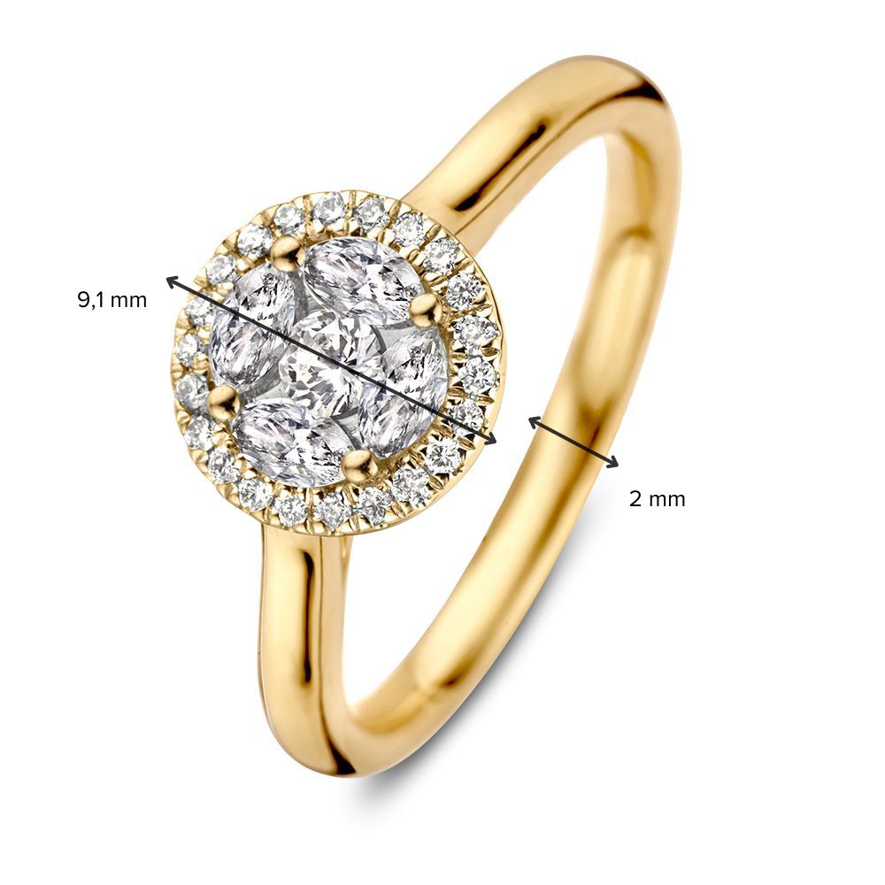 Gelbgoldring mit Diamanten – 0,52 Karat – Brillant- & Marquiseschliffformen