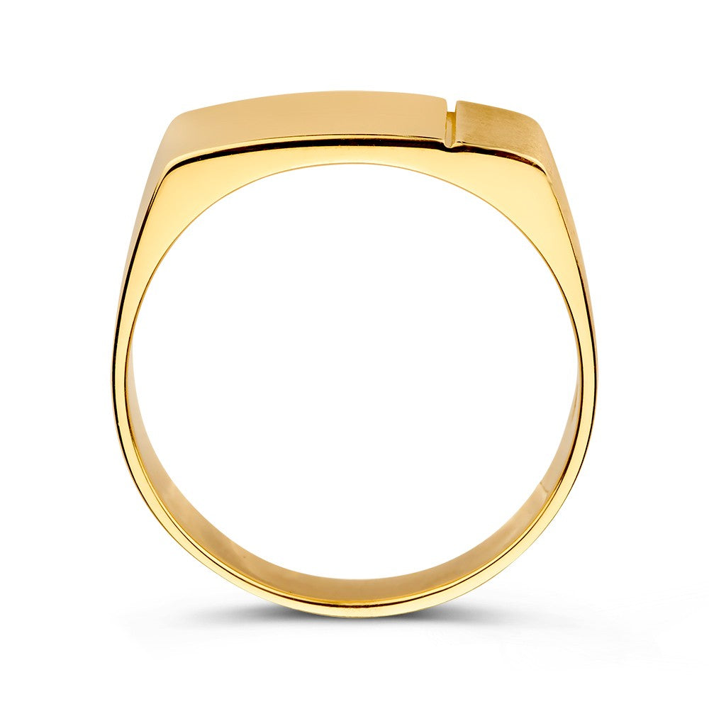 Gelbgoldplattierung mit mattiertem und poliertem Finish – Robuster und eleganter Ring für Herren