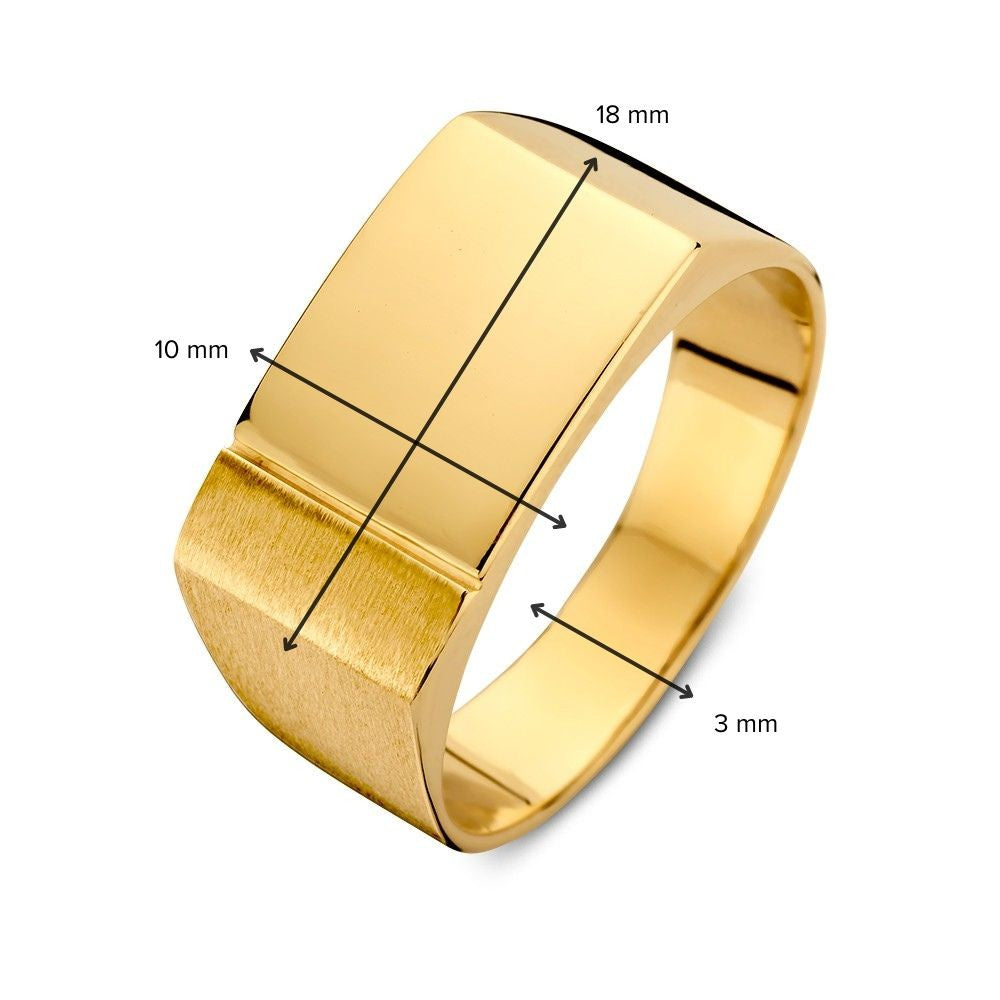 Gelbgoldplattierung mit mattiertem und poliertem Finish – Robuster und eleganter Ring für Herren