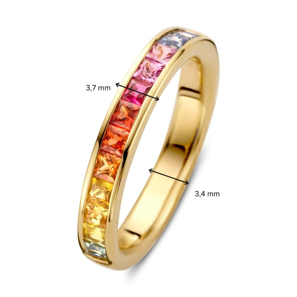 Goldring mit Regenbogen-Saphir im Princess-Schliff – Farbenfroh und elegant