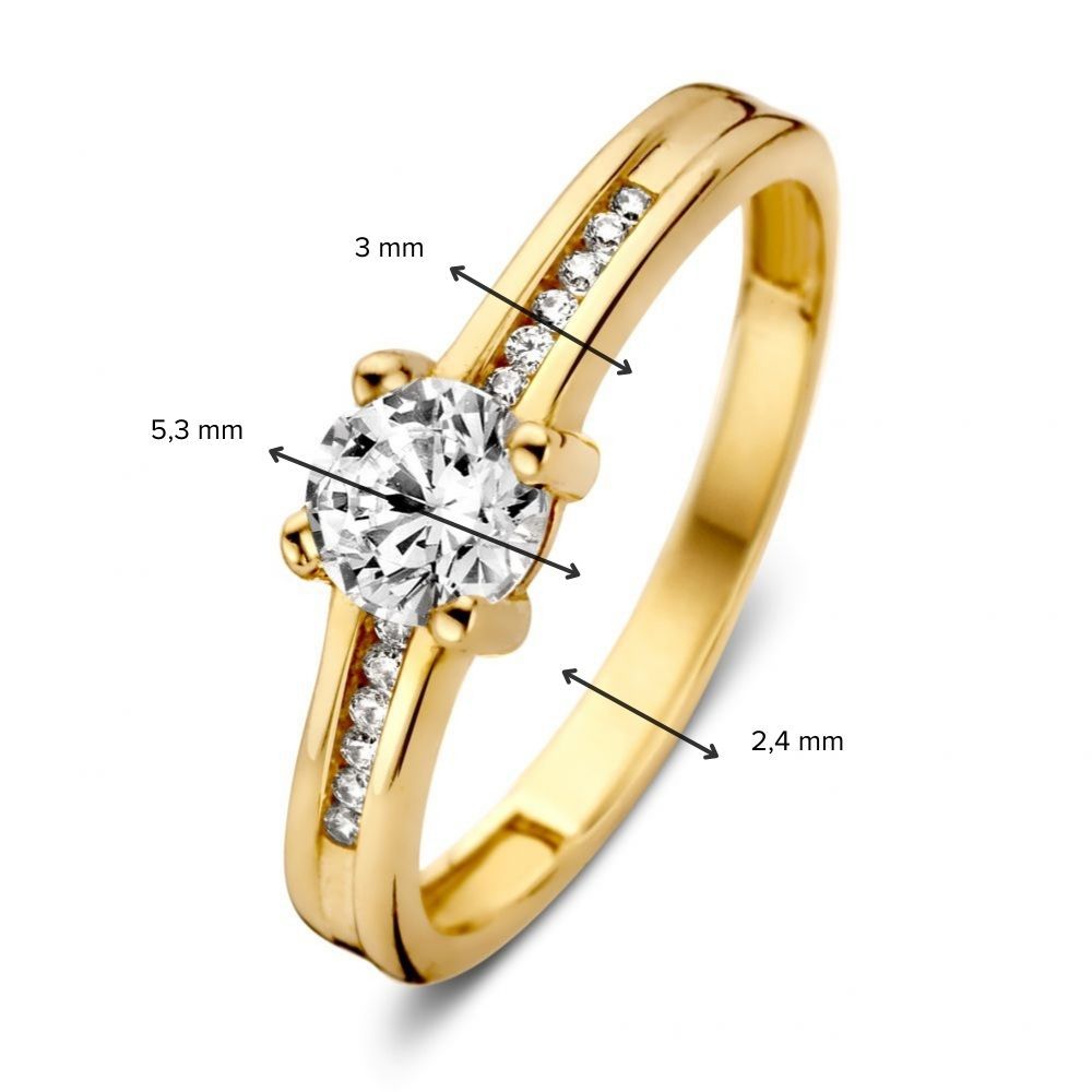 Raffinierter Damenring aus Gelbgold mit Zirkonia – 14 Karat Gold