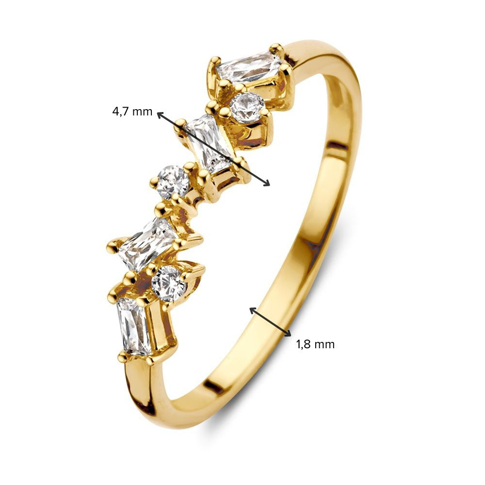 Eleganter Damenring aus Gelbgold mit Brillanten und Baguette-Zirkonia – 14 Karat Gold