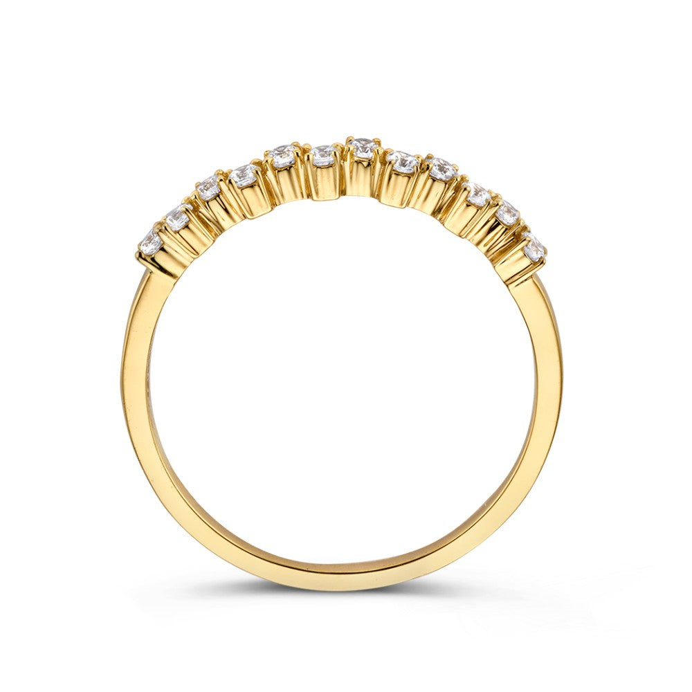Feiner Gelbgoldring mit funkelnden Zirkonia – 14 Karat Gelbgold