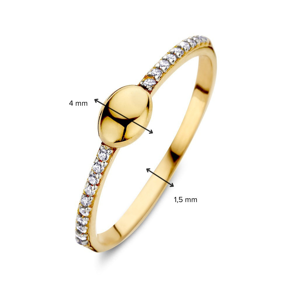 Gelbgoldring mit ovalem Element und Zirkonia – Schlichte Eleganz