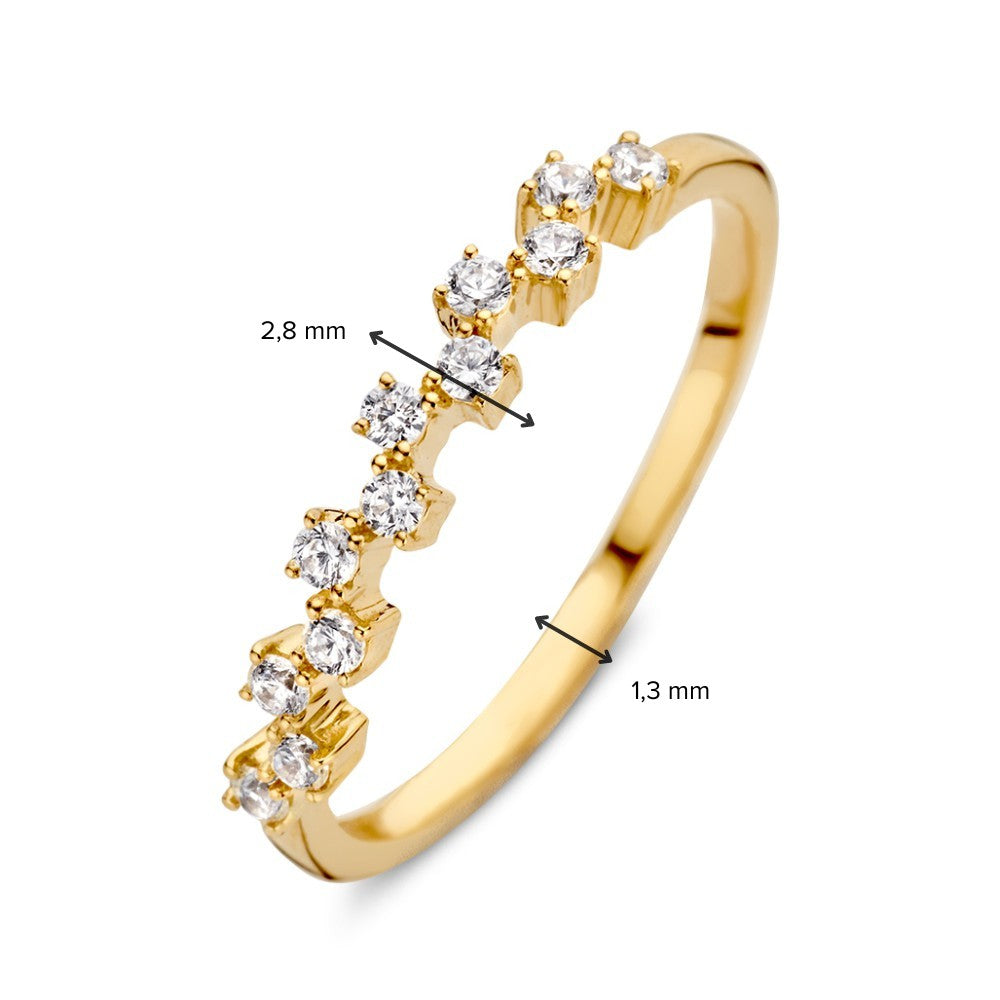 Feiner Gelbgoldring mit funkelnden Zirkonia – 14 Karat Gelbgold