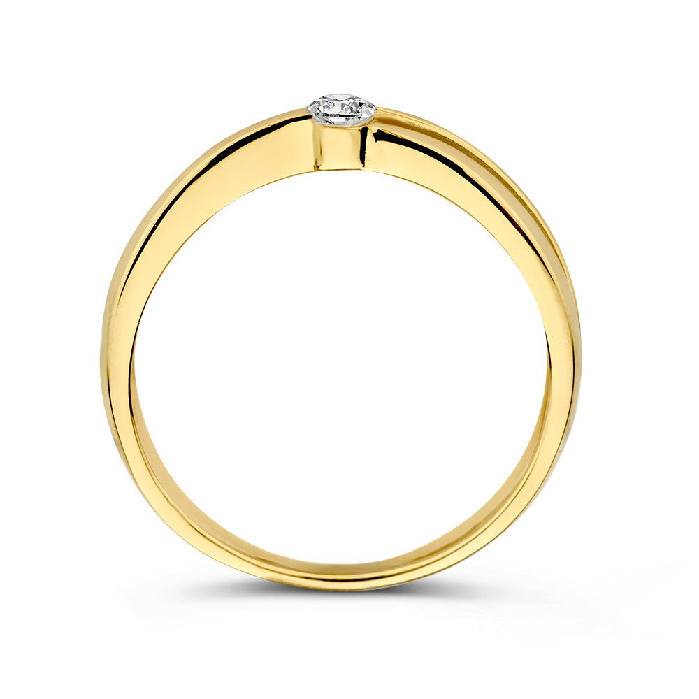 14K Gelbgoldring mit Zirkonia – Elegantes Schmuckstück für Damen