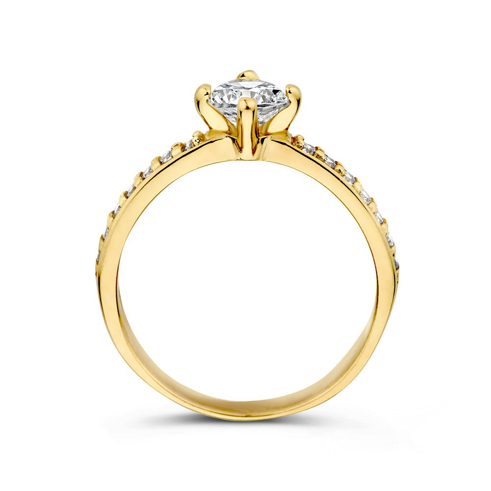 Gelbgold Solitärring mit Zirkonia – 14 Karat Luxus für Damen