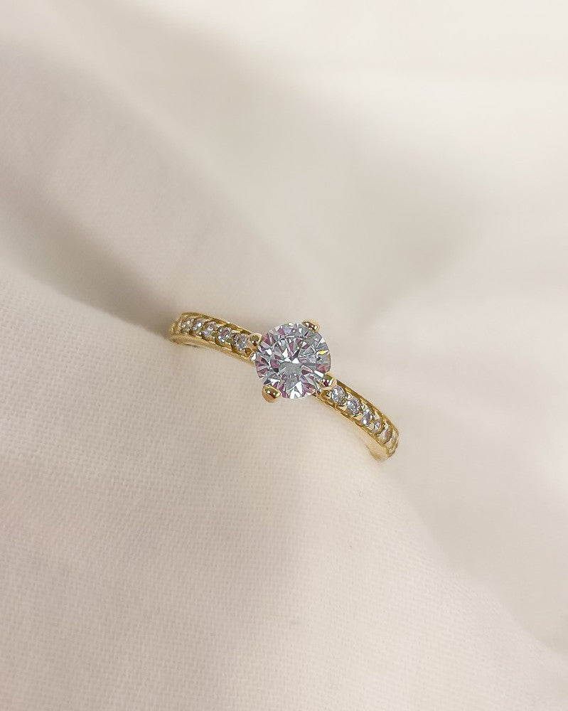 Gelbgold Solitärring mit Zirkonia – 14 Karat Luxus für Damen