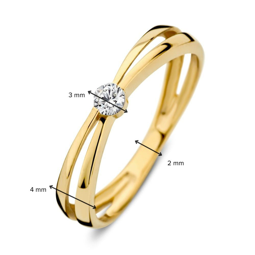 14K Gelbgoldring mit Zirkonia – Elegantes Schmuckstück für Damen