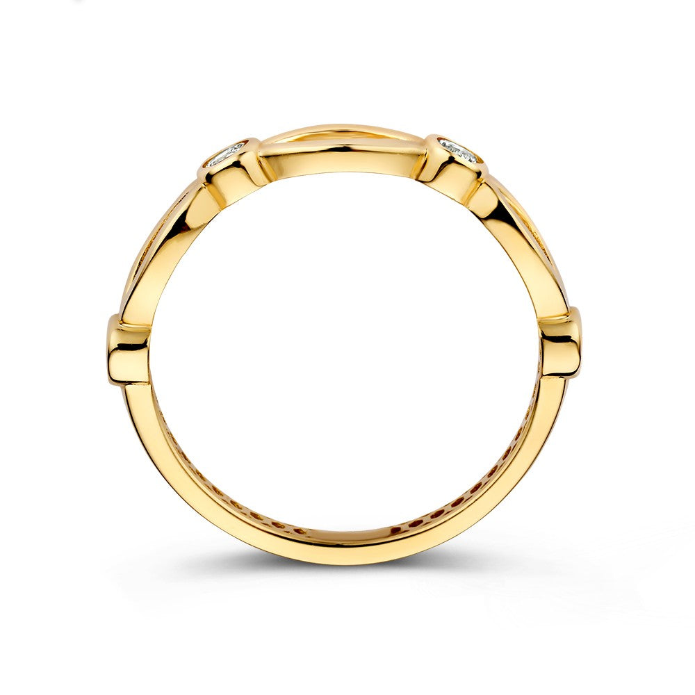 Gelbgoldring mit Zirkonia in verspieltem Design – dezent und elegant