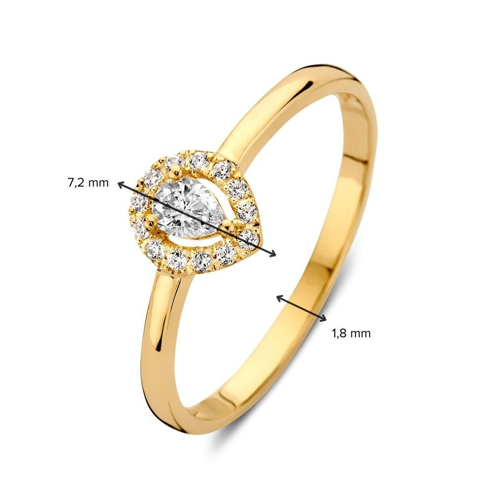 Eleganter Gelbgoldring mit Zirkonia in Tropfenform – Subtiler Luxus