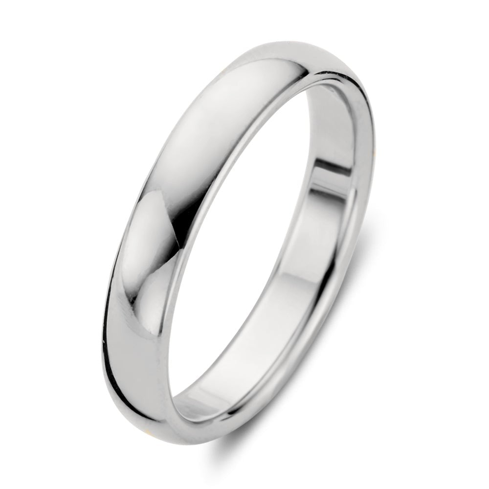 Ring aus 4 mm Weißgold mit glatter, polierter Oberfläche