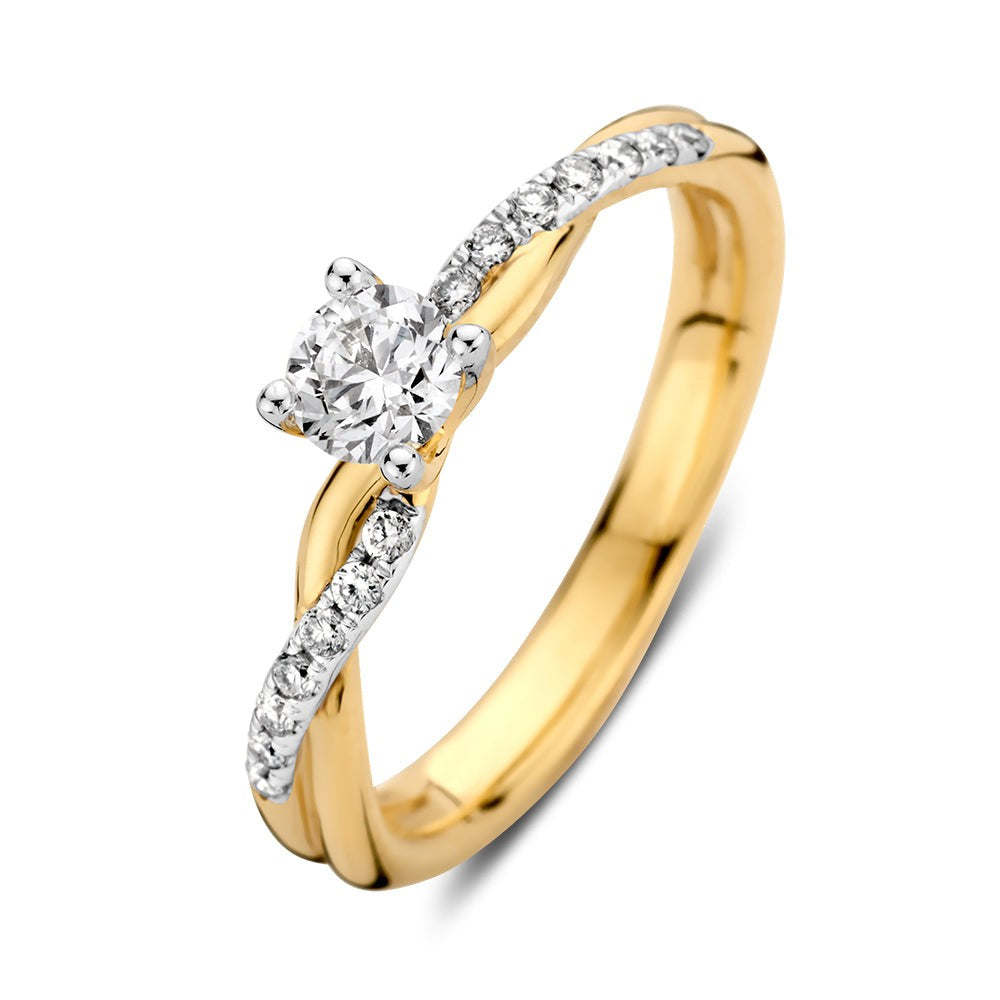 Ring aus Gelbgold mit 0,41 Karat Diamanten und geschwungenem Design