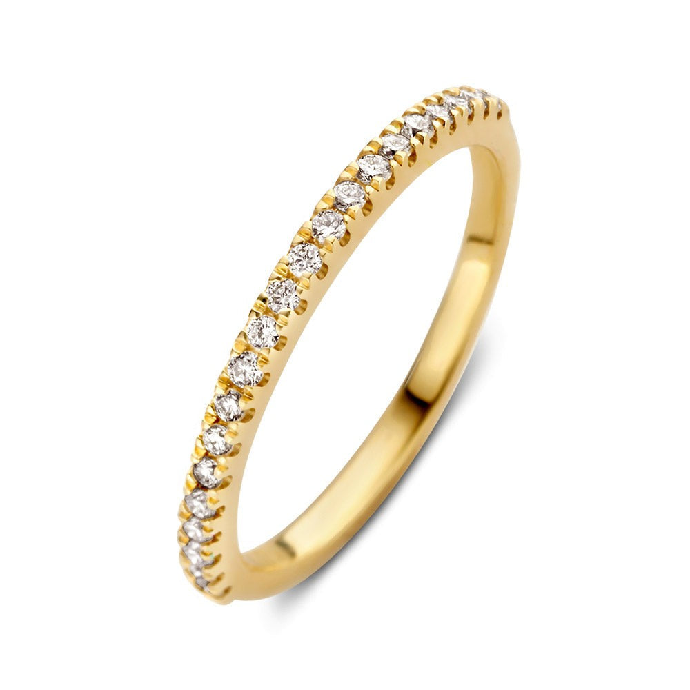 Ring aus Gelbgold mit 0,20 ct. Diamanten in einer Reihe entlang des Rings