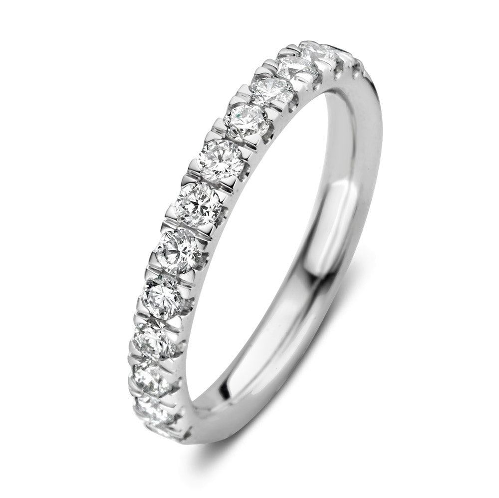 Ring aus Weißgold mit 0,86 Karat, besetzt mit funkelnden weißen Diamanten