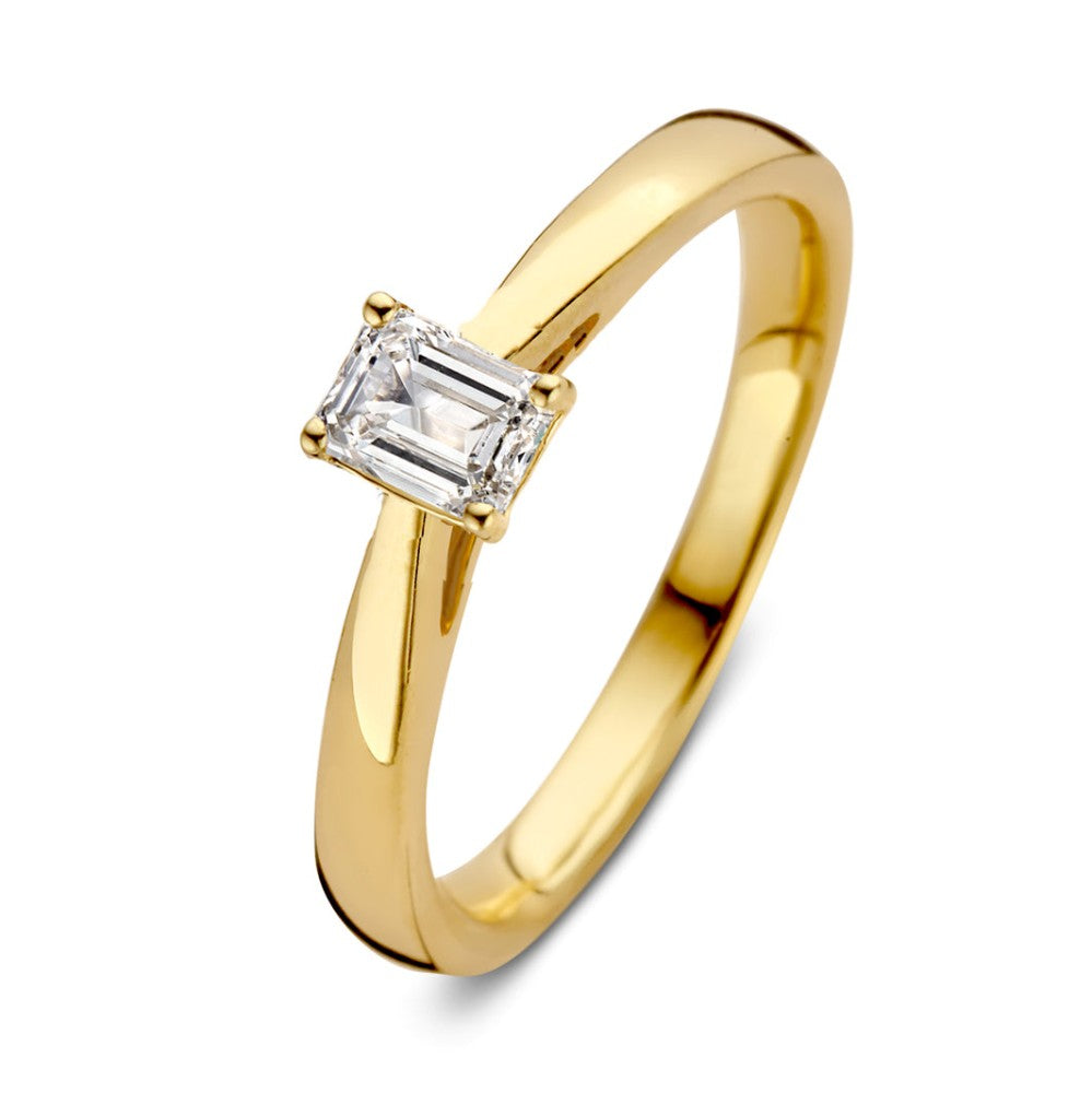 Ring aus Gelbgold mit quadratischem Diamanten von 0,30 ct