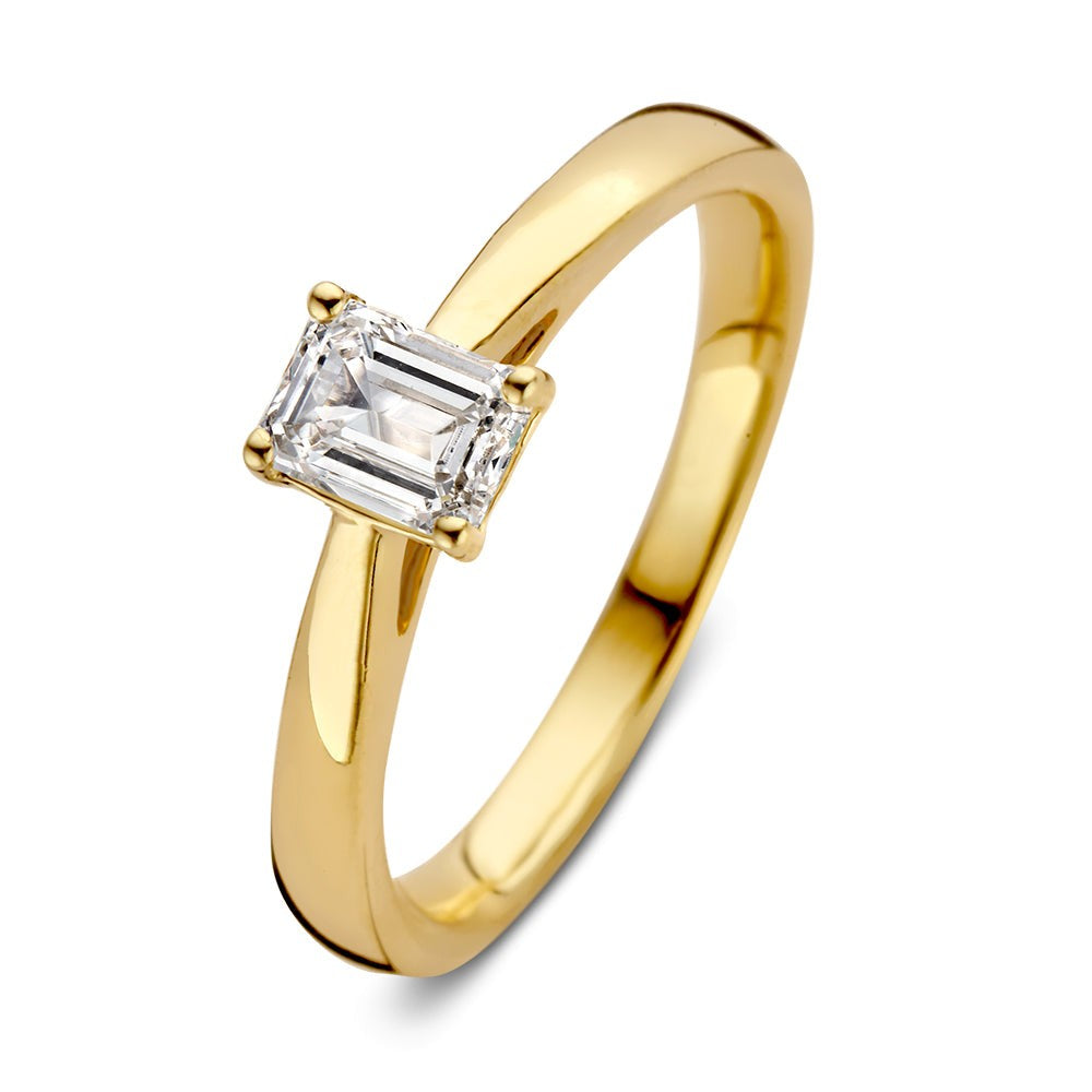 Ring aus Gelbgold mit einem rechteckigen Diamanten von 0,50 Karat