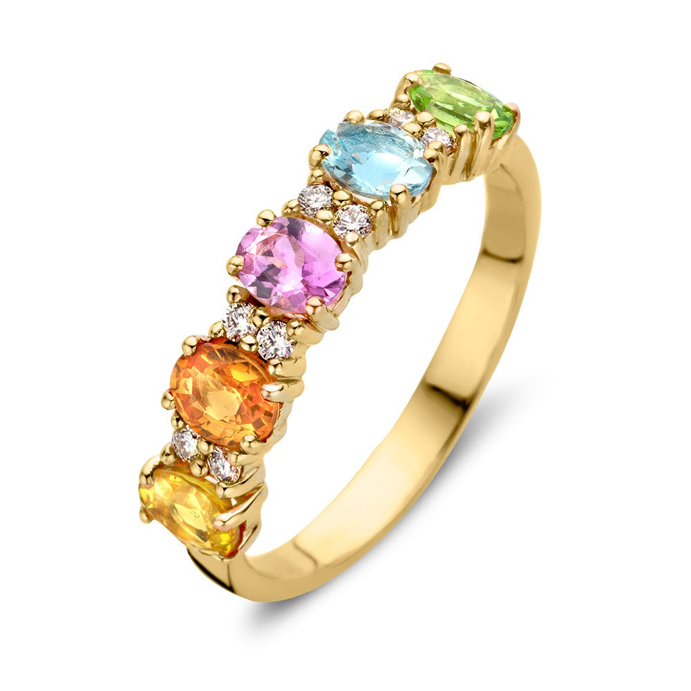 Ring aus 18kt Roségold mit Regenbogen-Saphiren und Brillanten in verschiedenen Farben