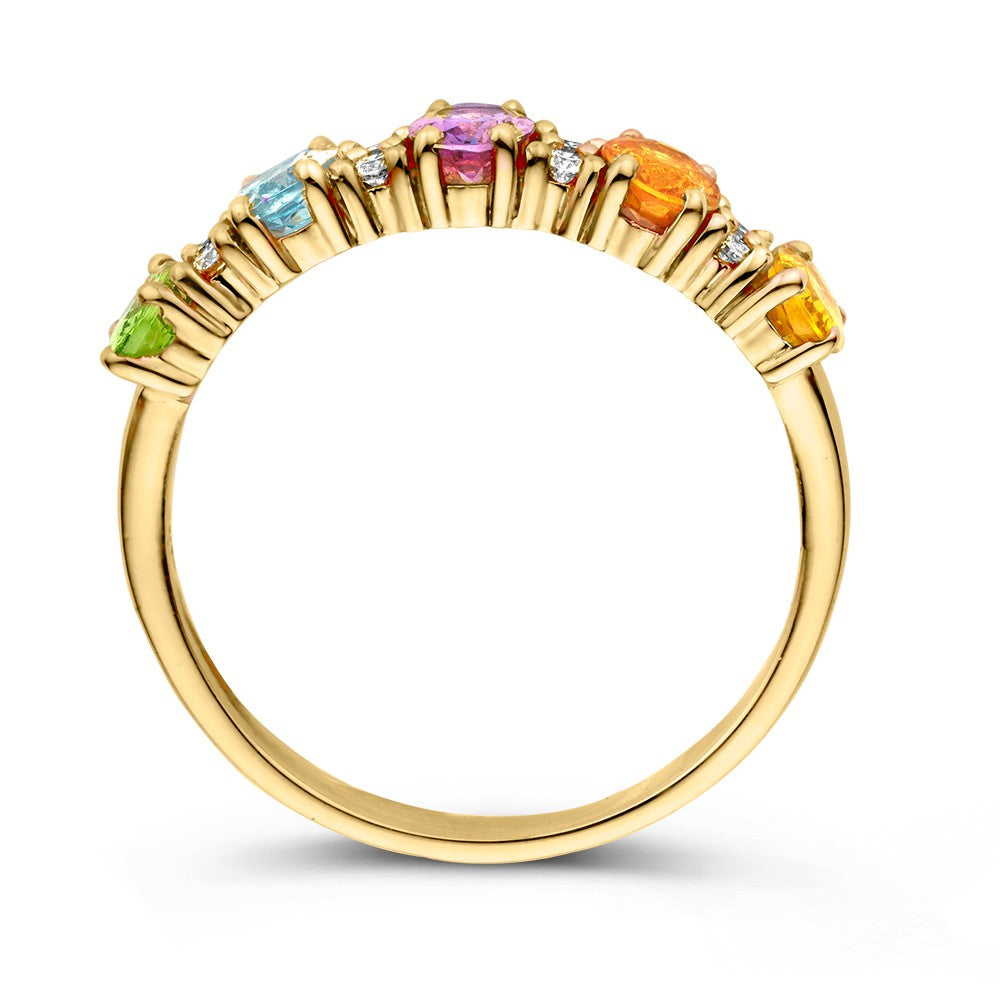 18kt Roségoldener Ring mit Regenbogen-Saphiren und Brillanten – Van der Kooij Luxusschmuck