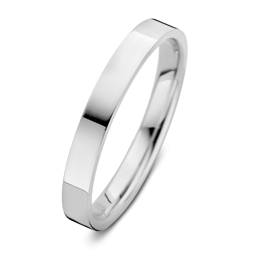 Ring aus 3 mm Weißgold mit glatter, polierter Oberfläche