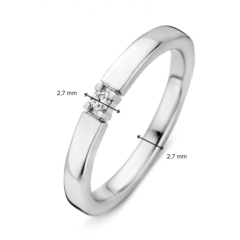 14 Karat Weißgoldring mit 0,05 Karat Brillant
