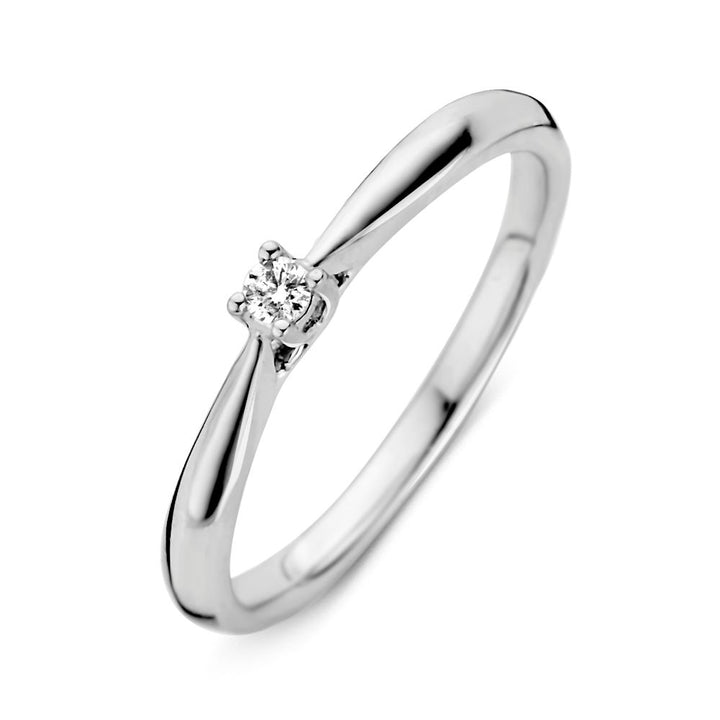 14 Karaat Witgouden Ring met 0,06 Caraat Briljant