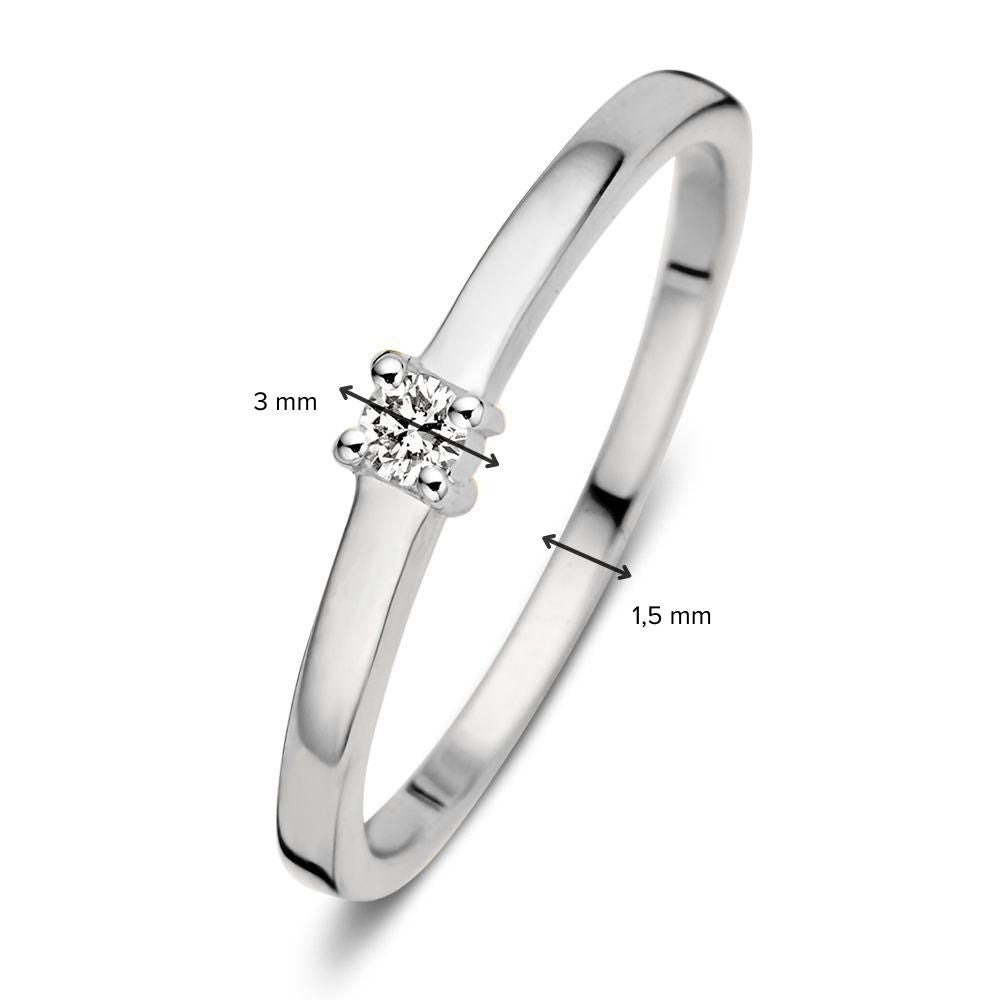 Subtiler Ring aus 14 Karat Weißgold mit 0,06 Karat Brillant