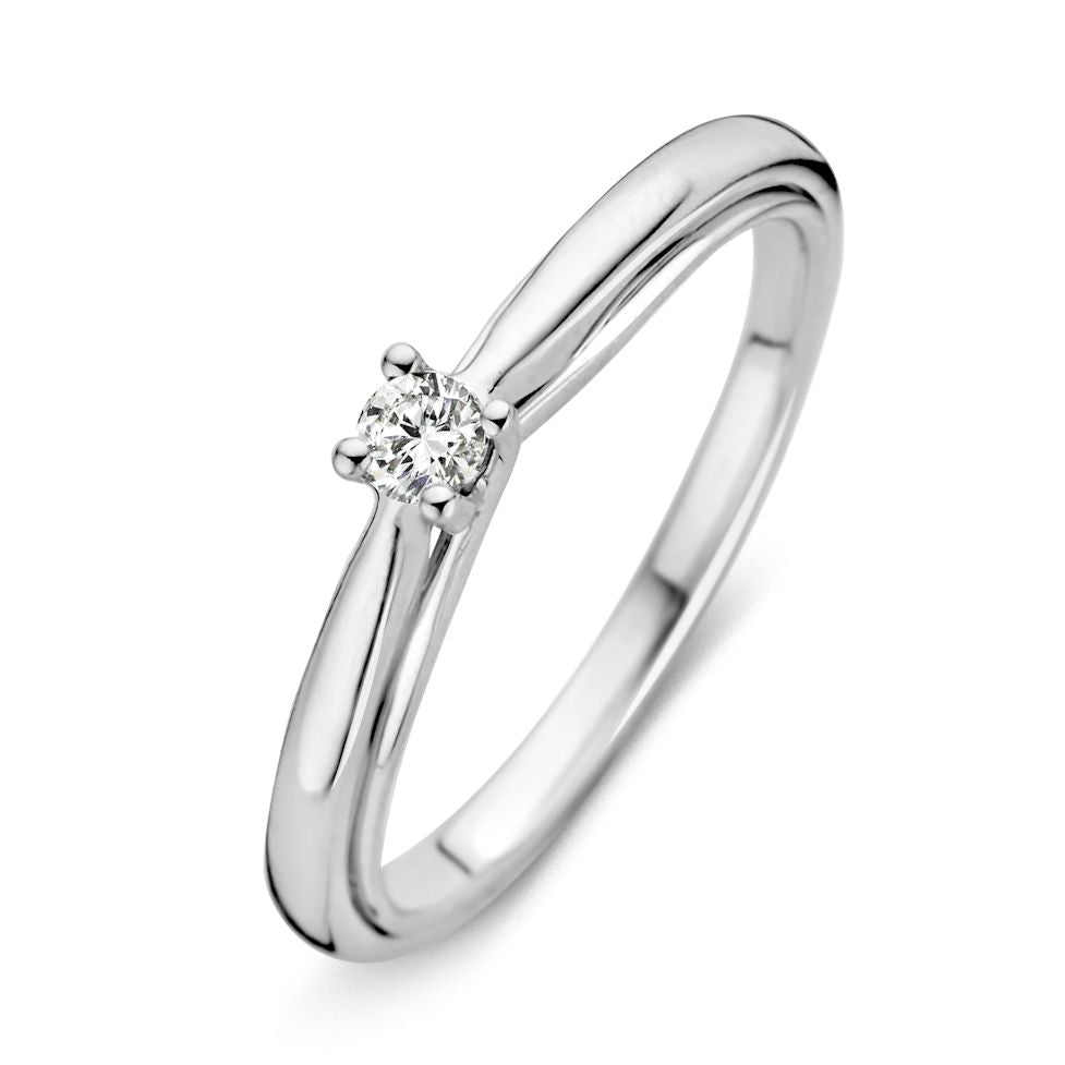 Ring aus Weißgold mit brillantem Diamant von 0,09 ct in schlichter, eleganter Form