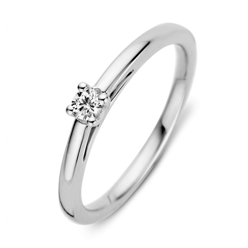 Ring aus 14-karätigem Weißgold mit einem 0,10 Karat Brillanten