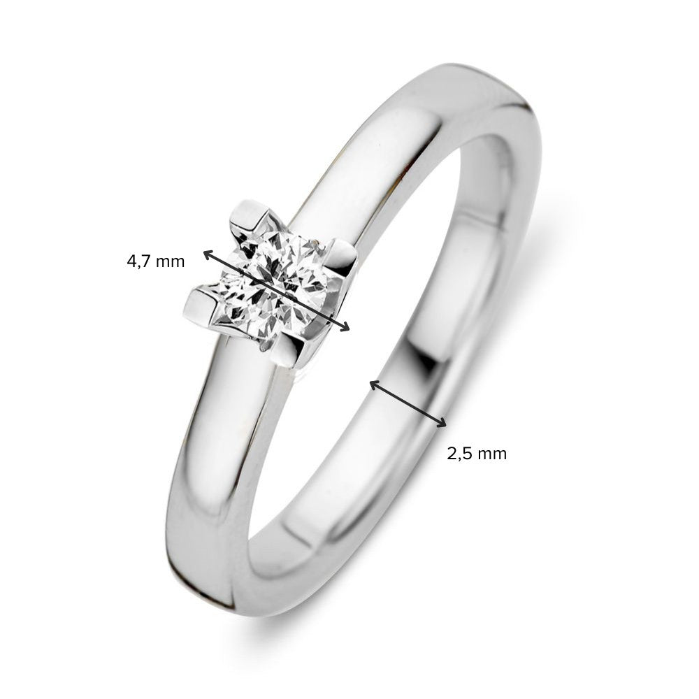 14 Karat Weißgoldring mit 0,19 Karat Brillant-Diamant im modernen Stil