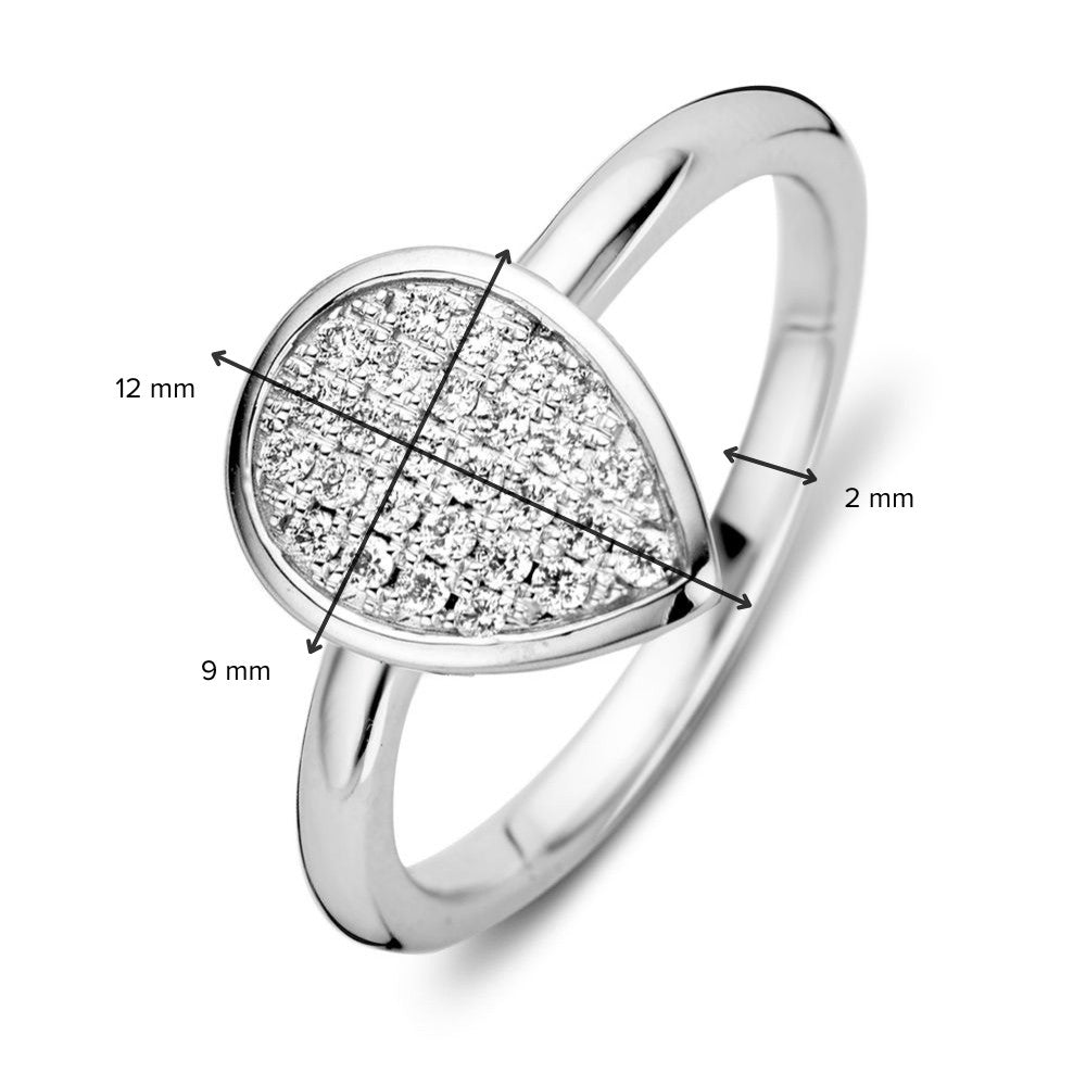Rhodinierter Weißgold Damenring mit 0,20 Karat Brillant in Pavé-Fassung