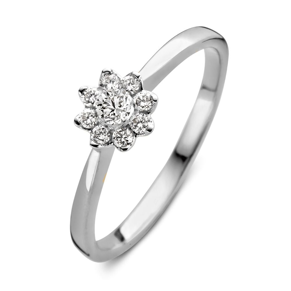 Ring aus 14 Karat Weißgold mit 0,21 Karat Diamant in Brillantschliff, blütenförmiges Design