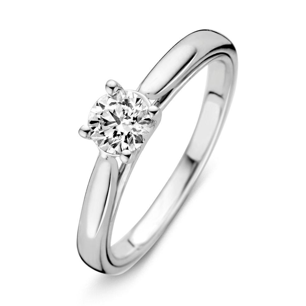 Ring aus Weißgold mit 0,50 Karat Diamant und glattem, poliertem Band