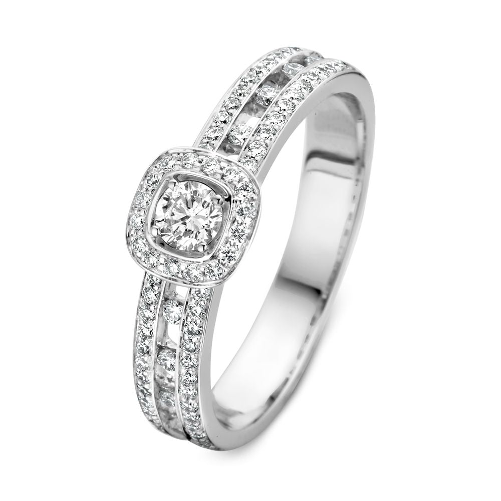 Ring mit modernem Design, besetzt mit 0,55 Karat Diamanten und quadratischem Zentrumsstein