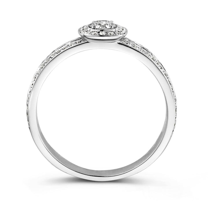Stunning Classic Halo Ring with 0.55 Carat Diamonds in Modern Style