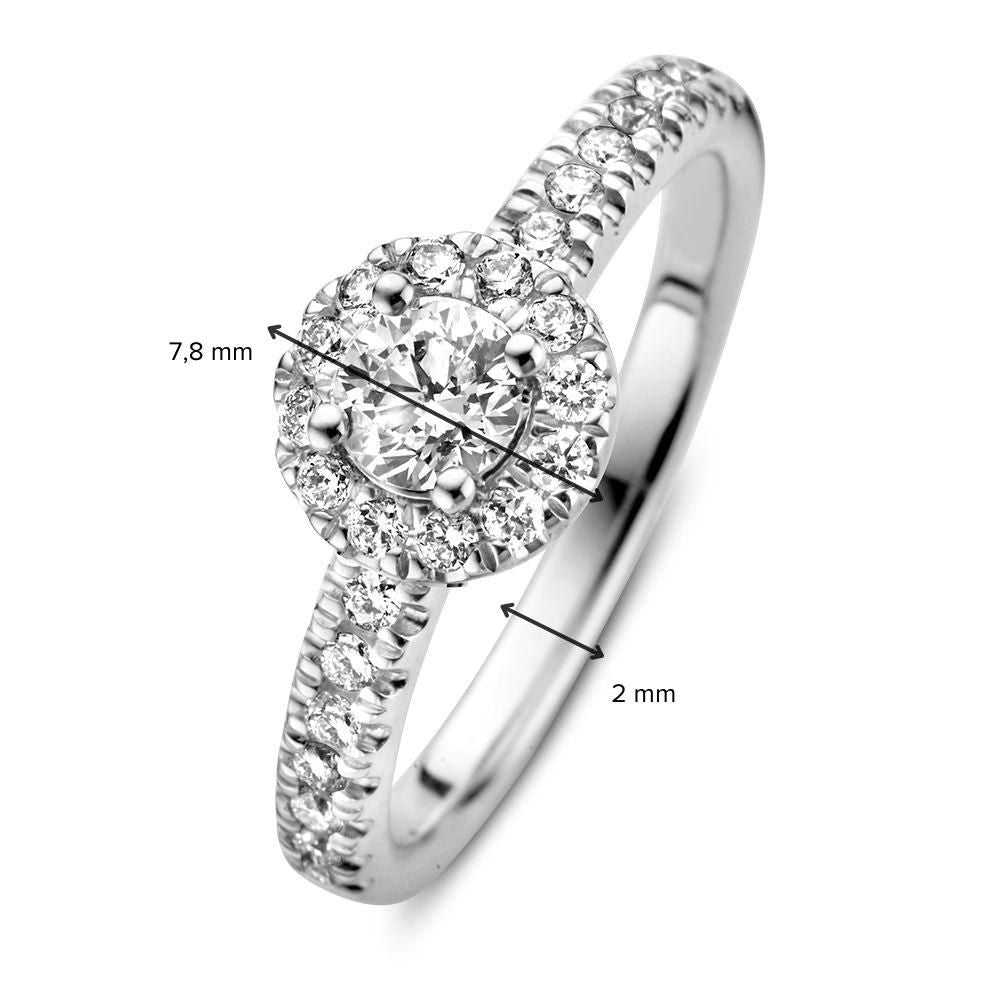 Atemberaubender Entourage-Ring aus Weißgold mit 0,40 Karat Mittelstein und Brillanten im Bandakzent