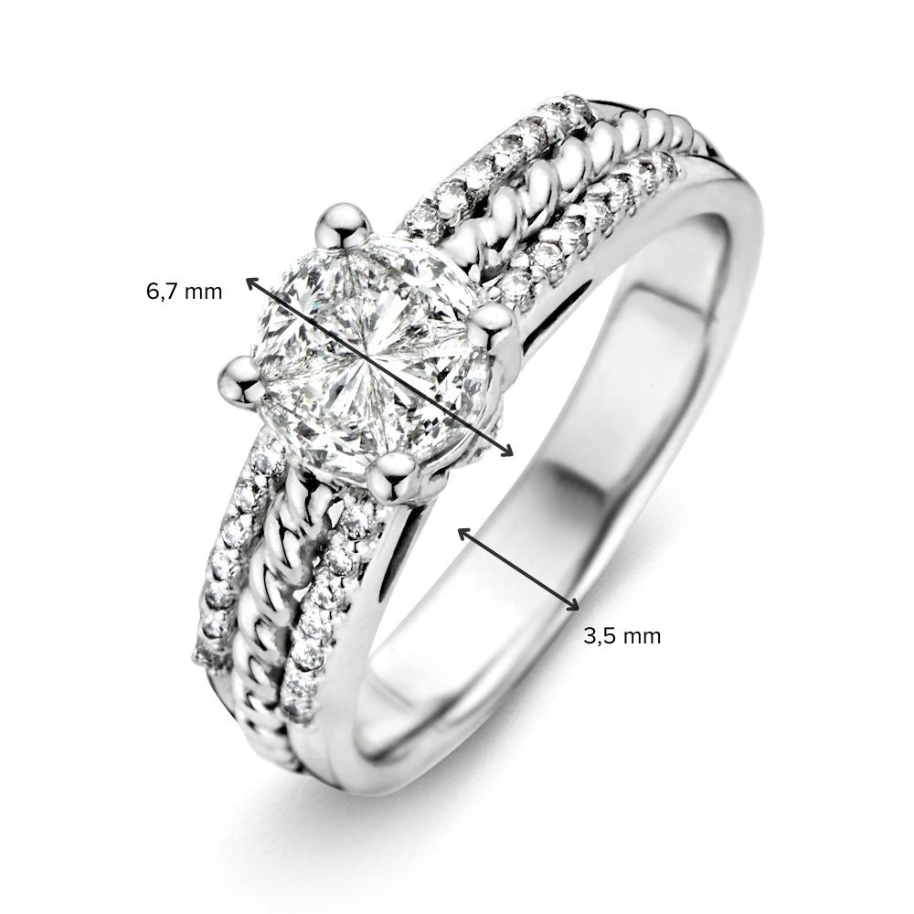 Exquisiter Ring aus 14K Weißgold mit 0,88 Karat Diamant, Brillant H/SI-1 Qualität