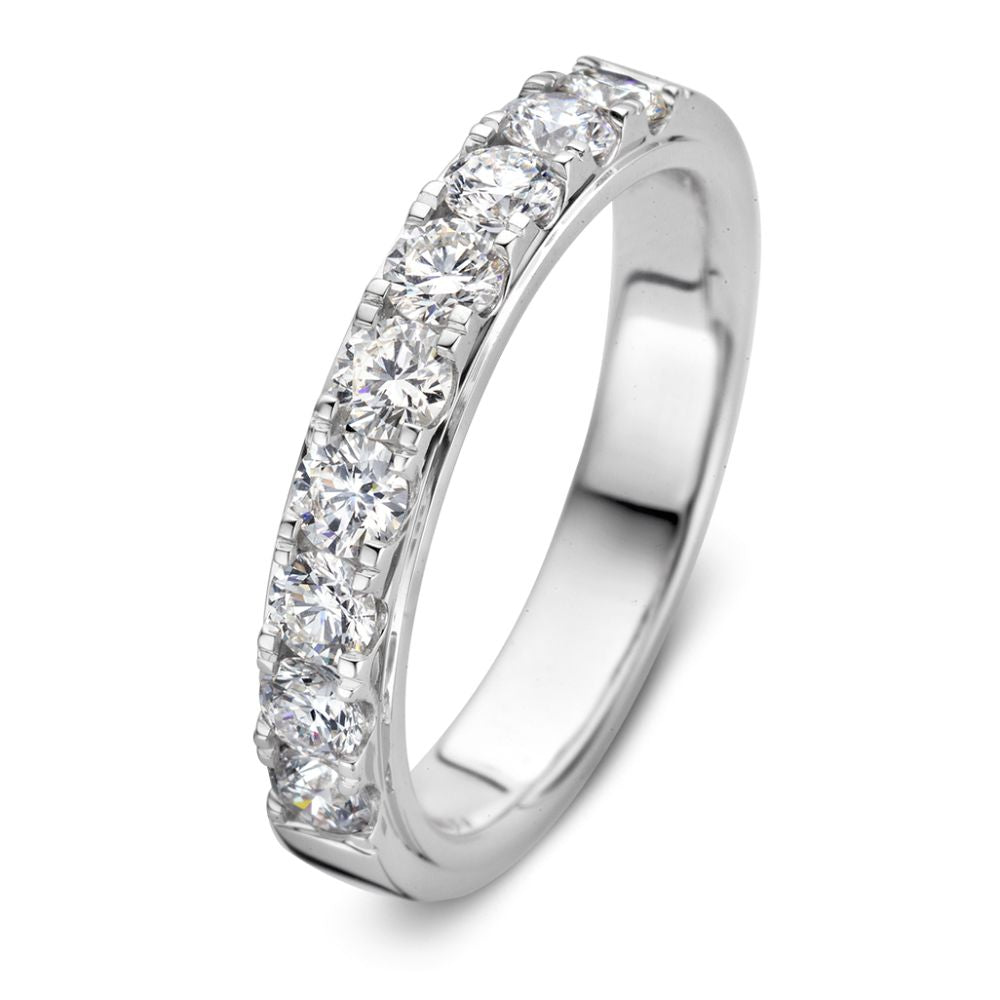 Weißgoldring mit 1,00 Karat Brillanten in teilweiser Eternity-Fassung