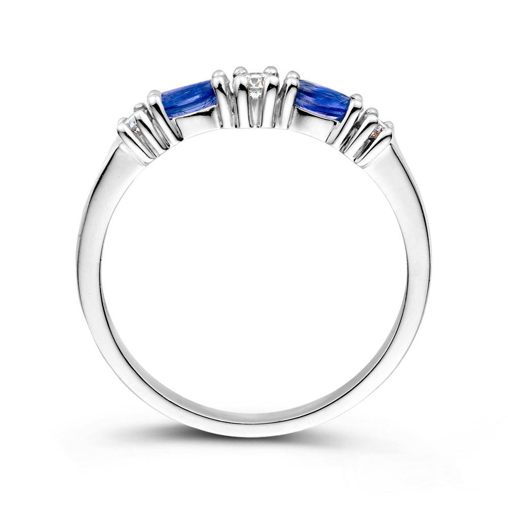 Ring 18 kt Weißgold Brillant + Saphir