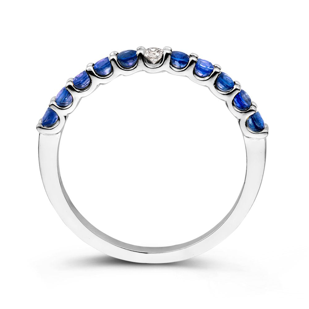 Weißgoldring mit blauen Saphiren und weißen Brillanten – Eleganz von Van der Kooij