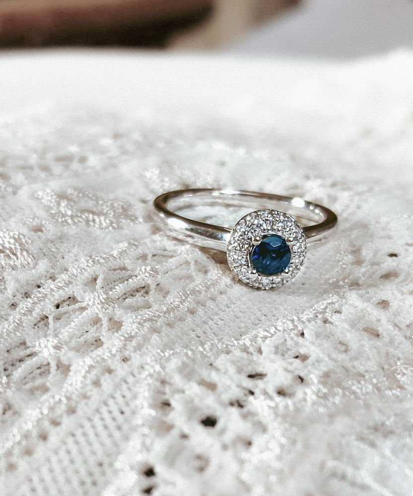 Damenring aus Weißgold mit Saphir und Brillant | 14k Gold | Van der Kooij